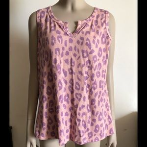 Leopard print flowy tank top pink purple Size L